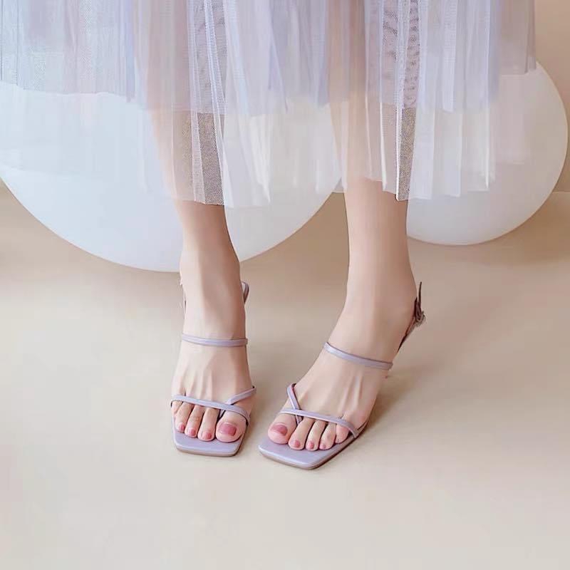 Sandal quai mảnh xỏ ngón gót nhọn 6P