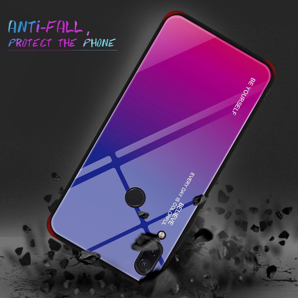 Ốp điện thoại kính cường lực màu gradient chống trầy xước cho Xiaomi Redmi Note 7 Note 6 Note 5 Redmi 6A 7 5Plus 6Pro