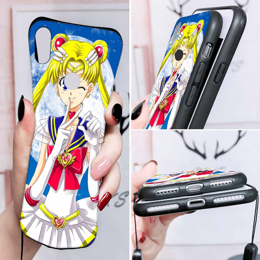 SAILOR MOON Ốp Điện Thoại Mềm Viền Đen Hình Thủy Thủ Mặt Trăng A1 Cho Realme 6 6i 5s Q C11 C12 C15 X50 C2 C3 Pro