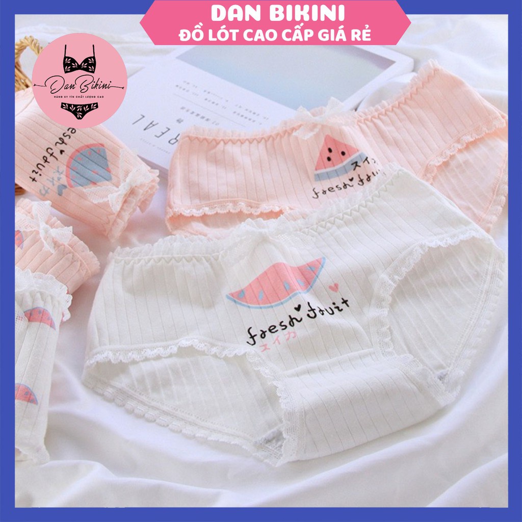 Quần Lót Nữ Cotton gân tăm siêu co giãn mỏng mát tôn dáng dễ thương Dưa hấu mã 692