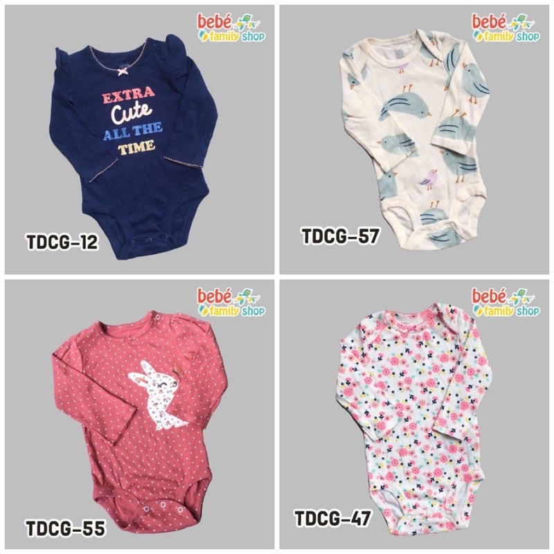 [SIZE 9-12M] Body chip dài tay BÉ GÁI Carters/ bodysuit cho bé xuất dư tay dài TDBG - bebefamilyshop