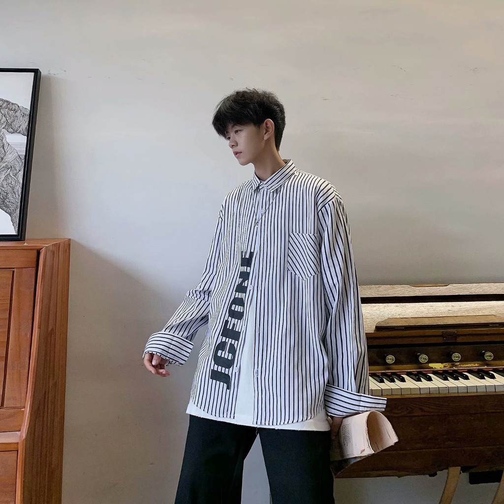 Men's dynamic style long-sleeved striped shirt | BigBuy360 - bigbuy360.vn