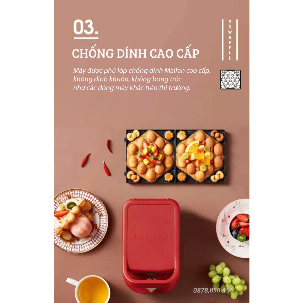 Máy Nướng Bánh Mì Kẹp TORSOM - Phiên bản hẹn giờ - Máy Làm Bánh Mỳ Sandwich - Kèm 5 khuôn