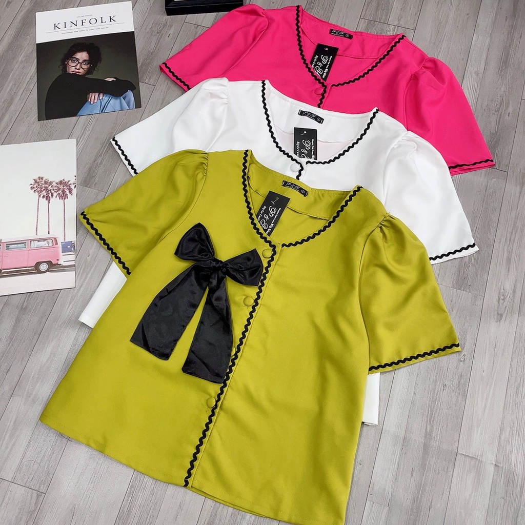 Áo Sơ Mi Nữ Bigsize Tay Ngắn Gắn Nơ Chất Vải Cotton Lạnh Mềm Mịn Mát,Áo Sơ Mi Kiểu Nữ Size Lớn HÌNH + Video ThẬT MÃ SM5