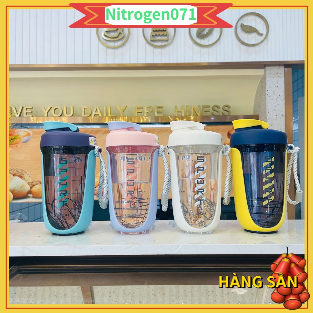 Bình nước thể thao, bình đựng nước nhựa tập gym cao cấp  590ml Chống Rò Rỉ Nitrogen071