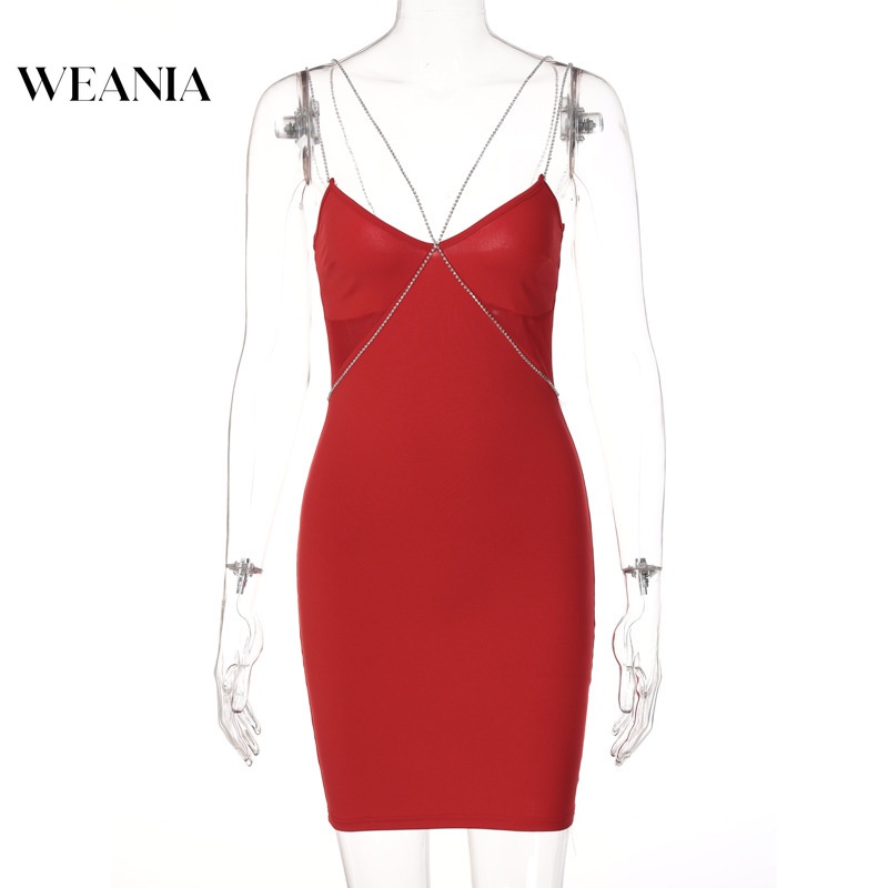 Đầm Dài Hở Lưng Phối Dây Xích Đính Đá Lấp Lánh Quyến Rũ Cho Nữ