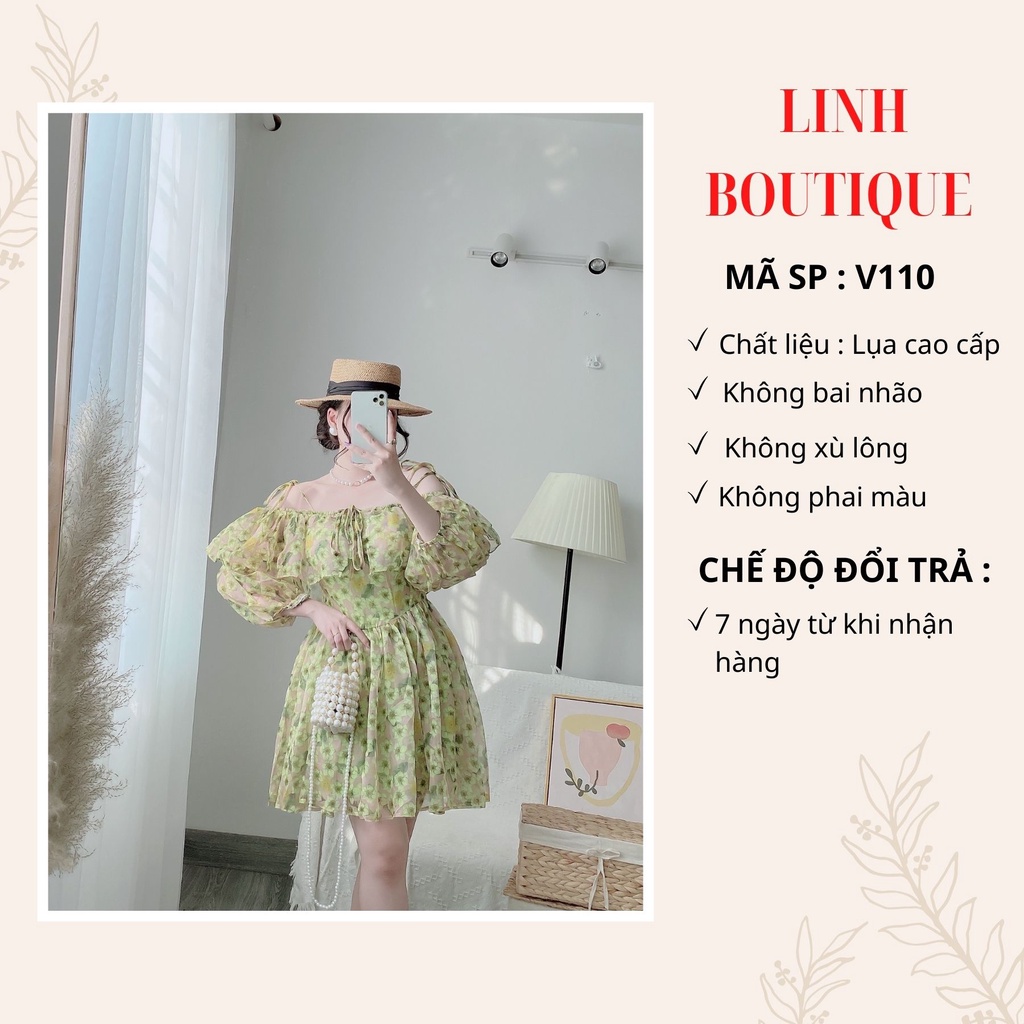 Váy nữ hoa nhí thiết kế tay phồng, Đầm thời trang đi tiệc, đi chơi V110 | BigBuy360 - bigbuy360.vn