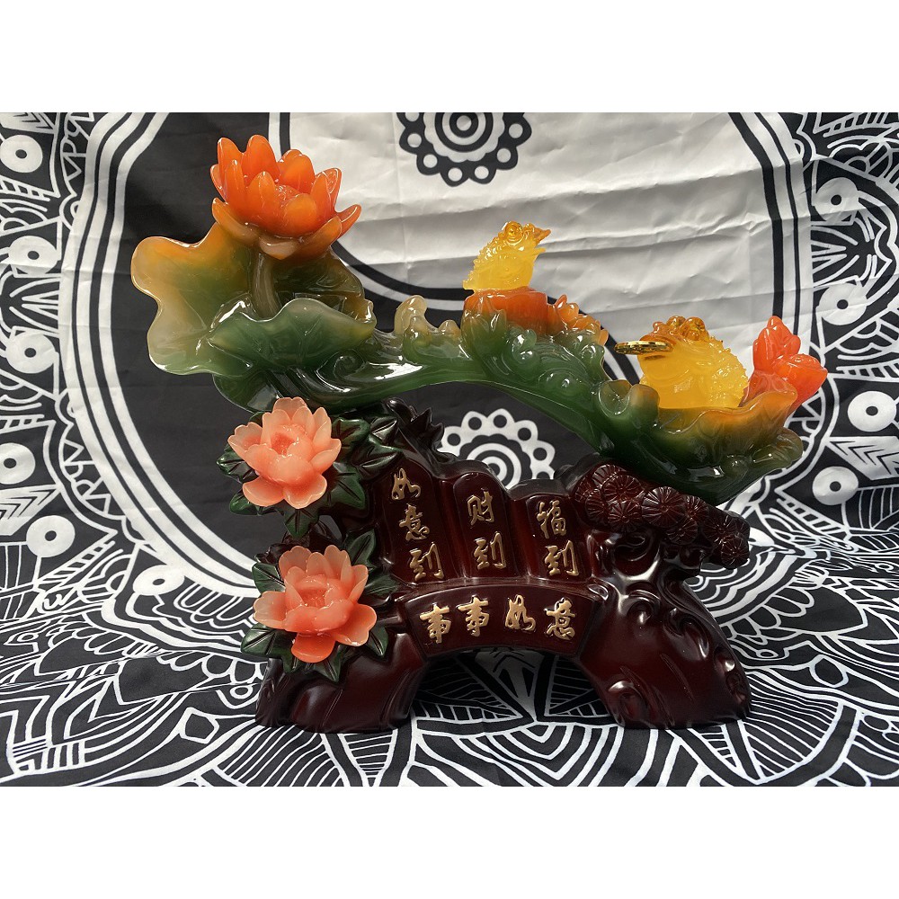 Tượng Phong Thủy Hoa Mẫu Đơn Hoa Sen Dáng Trượng Như Ý Cõng Thiềm Thừ | Quà Tặng Tân Gia Khai Trương | BigBuy360 - bigbuy360.vn