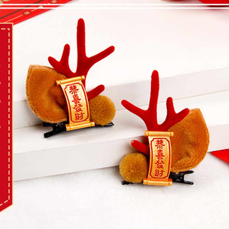 Kẹp Tóc Hình Sừng Tuần Lộc Phong Cách Năm Mới