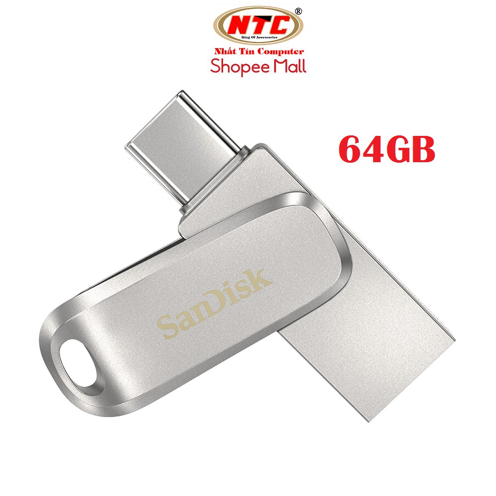 USB OTG Sandisk Ultra Dual Drive Luxe USB Type-C 3.1 64GB 150MB/s - Vỏ kim loại cao cấp (Bạc)