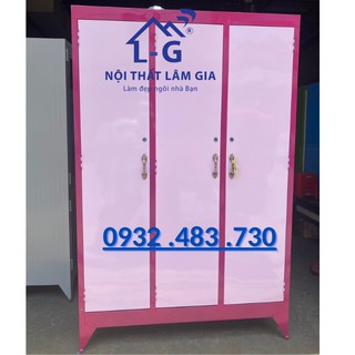 [Mã LIFEBKA5 giảm 10% tối đa 1 Triệu đơn 500k] Tủ sắt quần áo không kiếng 3 buồng cao 1m8 rộng 1m2 sâu 45 màu hồng