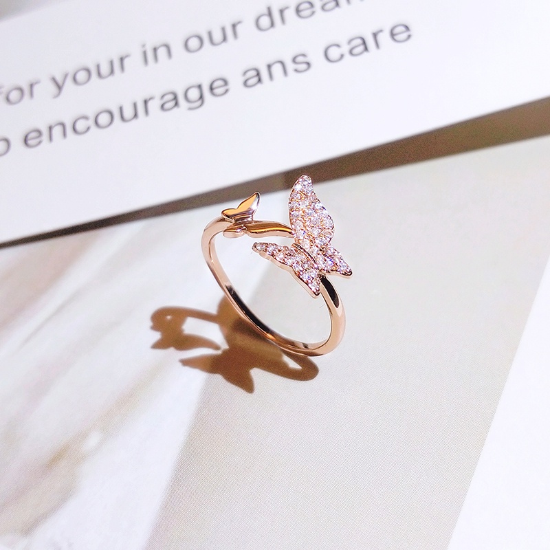[Jiudoulan] Nhẫn Hình Bướm Thời Trang Hàn Quốc Đơn Giản Dễ Phối Đồ Có Thể Điều Chỉnh