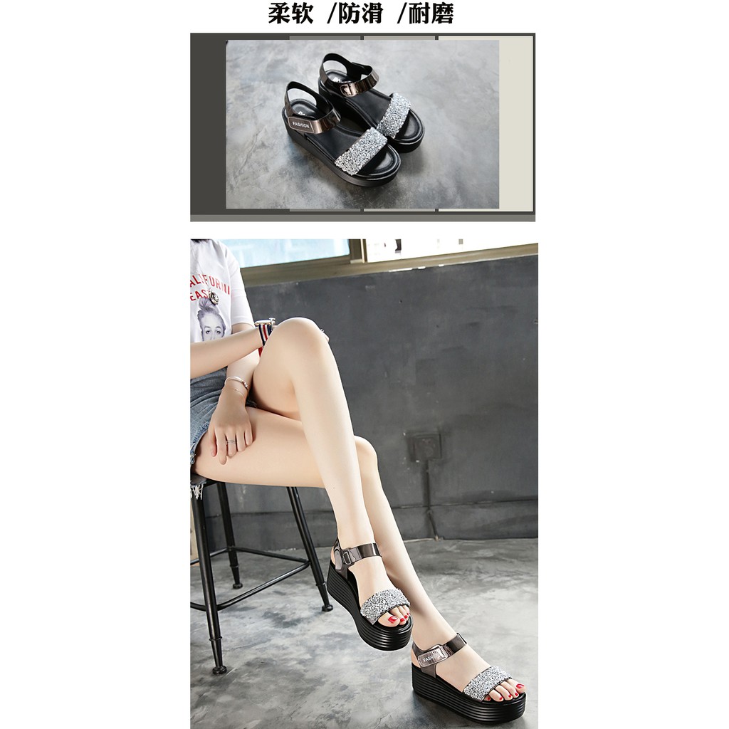 SANDAL NẸP ĐÁ ĐẾ XUỒNG KHẤC QUAI BÓNG - HÀNG NHẬP