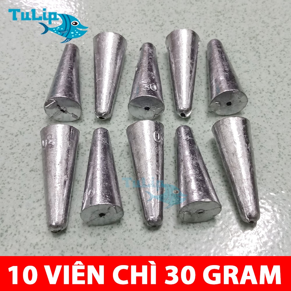 10 Viên KG Chì Câu Cá 30g - Chì Nhọn Câu Cá Xuyên Tâm - Chì Câu Lure ( SHOP CÓ BÁN ĐỦ SIZE CHÌ CÂU CÁ )