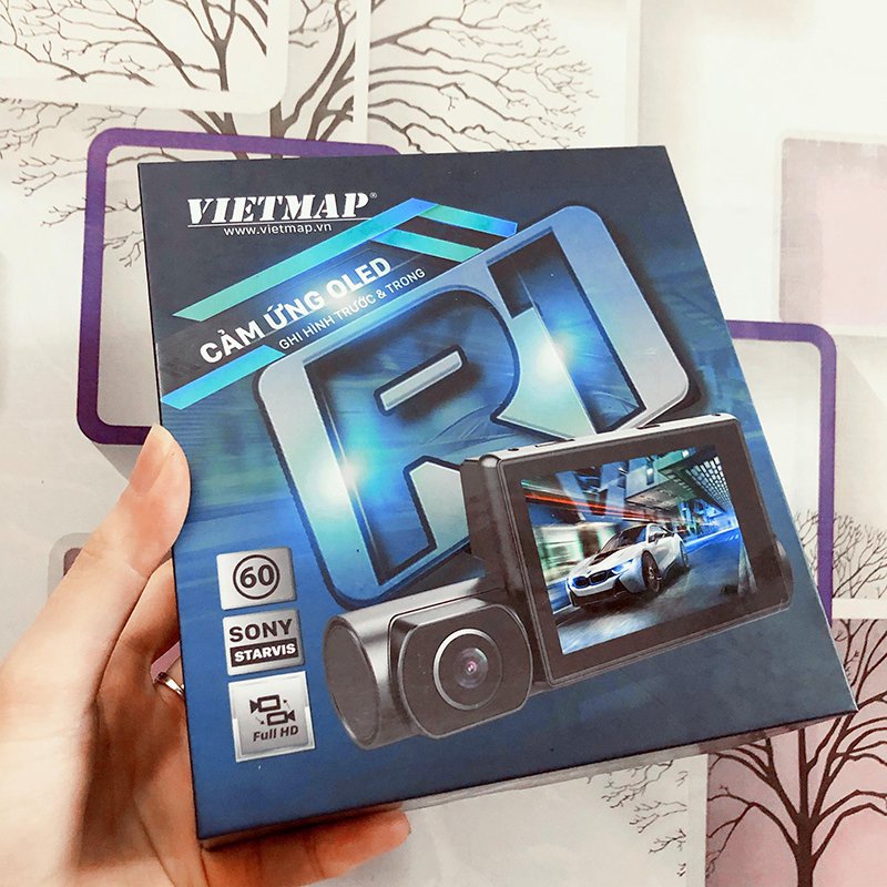 Camera hành trình VIETMAP R1, màn hình cảm ứng OLED, ghi hình trước và trong xe