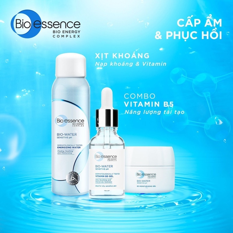 Combo 2 nước xịt khoáng Bio-Water Energizing Water 300ml và 100ml cấp ẩm dưỡng da mềm mịn ngay tức thì