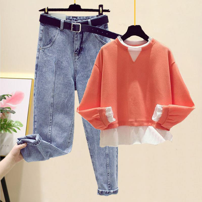 Áo Hoodie Nữ Phối Quần Jean Lưng Cao Thời Trang Mùa Thu 2020