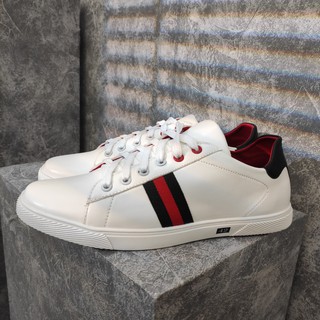 Giày sneaker nam trắng 3 sọc đen đỏ MT283 Shop Minh Thư
