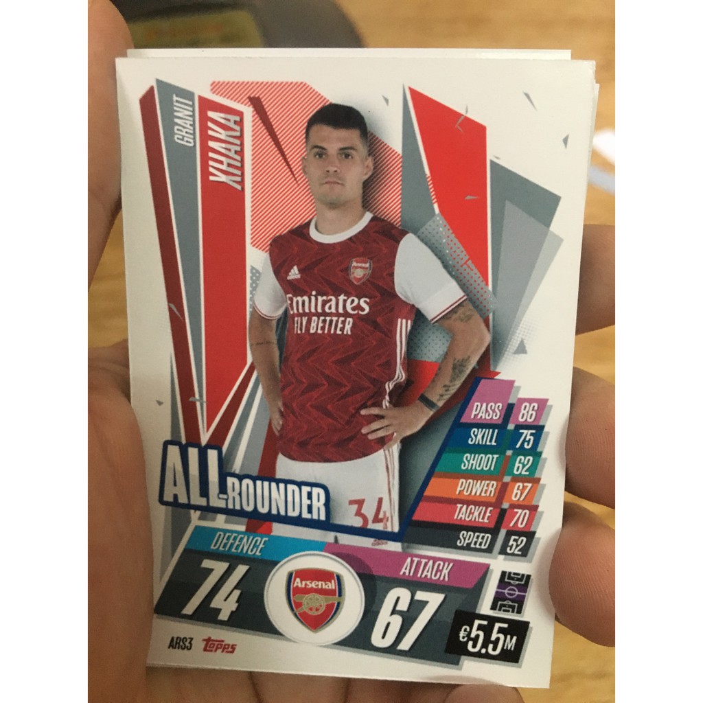 Set 18 Thẻ In Match Attax 2020-21 Arsenal Size UK