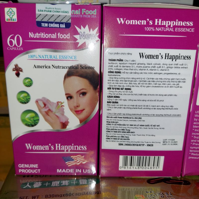 Tăng cường sinh lý Women’s Happiness hộp 60 viên