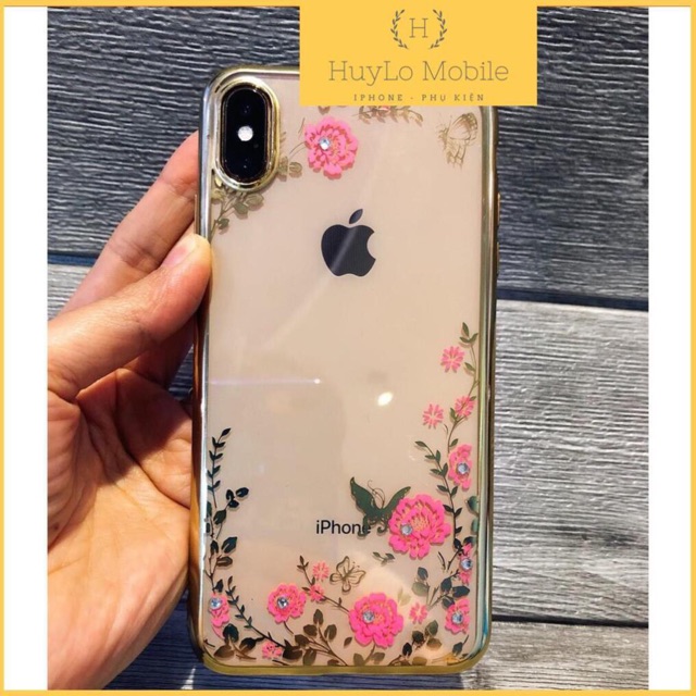 Ốp hoa hồng đính đá iphone 5,5S,5SE,7,8,7plus,8plus,X,Xs,Xs max