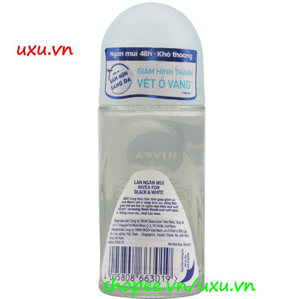 Lăn Khử Mùi Nữ 50Ml Nivea Ngăn Vệt Ố Vàng (Black & White), Với uxu.vn Tất Cả Là Chính Hãng. | BigBuy360 - bigbuy360.vn