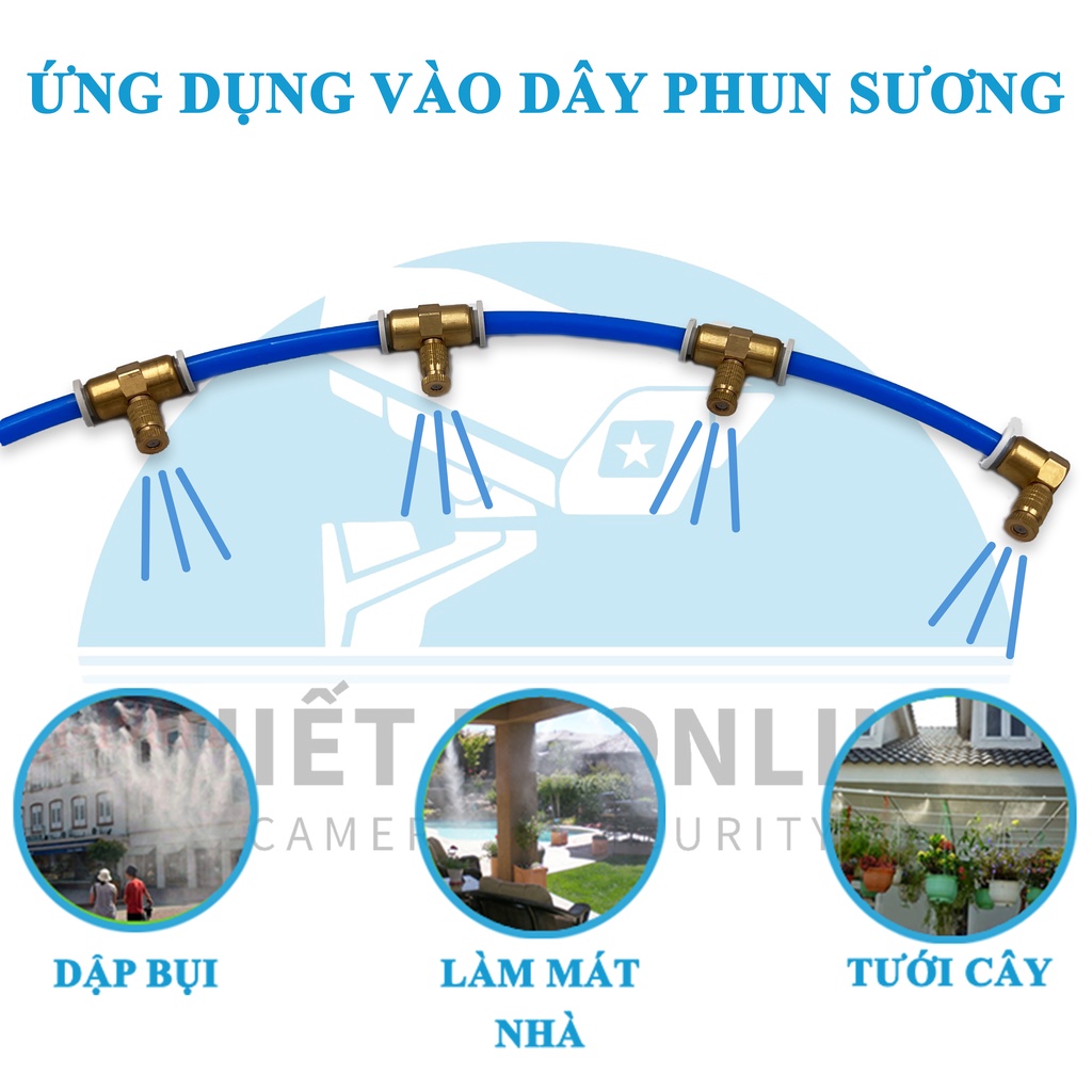 COMBO 20 Béc phun sương bằng đồng cao cấp siêu mịn,điều hoà không khí,làm mát quán ăn,quán cafe,tưới cây