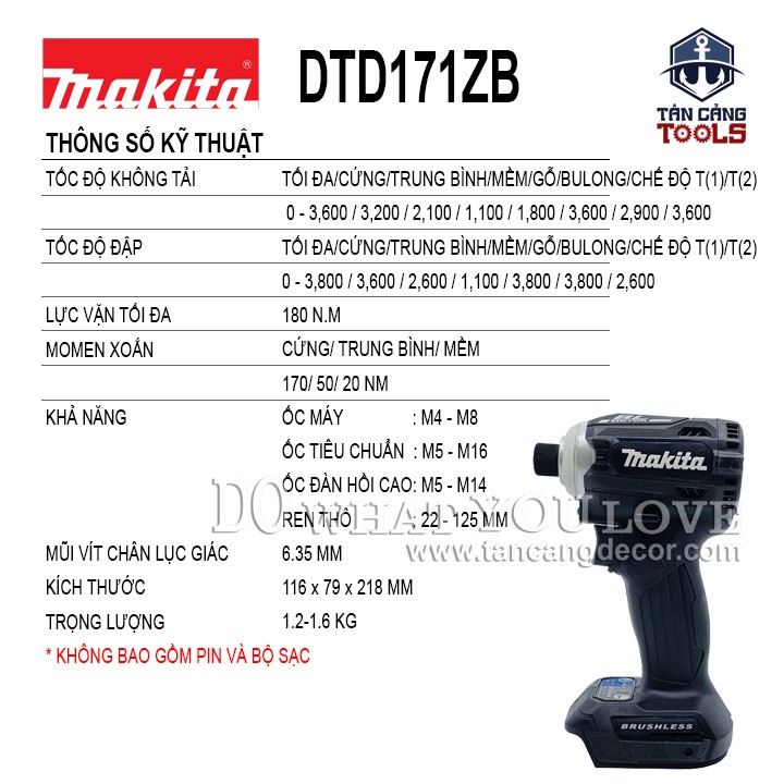 Máy Vặn Vít Dùng Pin Makita 18V DTD171ZB ( Thân Máy )