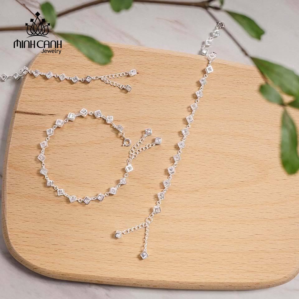 [Mã BMLT35 giảm đến 35K đơn 99K] Lắc Tay Bạc Nữ Hình Chuỗi Lập Phương - Minh Canh Jewelry