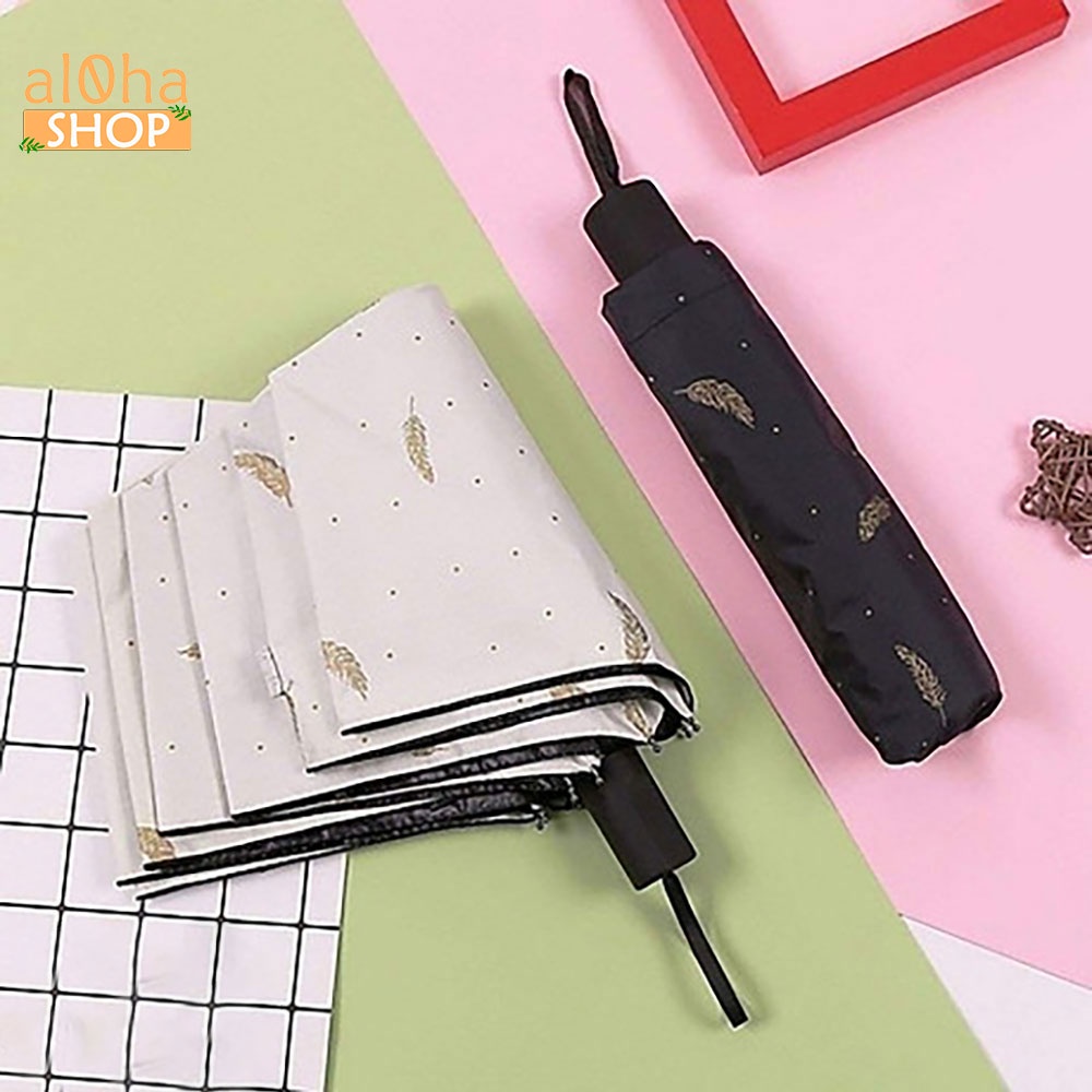 Ô dù gấp gọn hình lông vũ chống tia UV, chống mưa, chống nắng - al0ha Shop