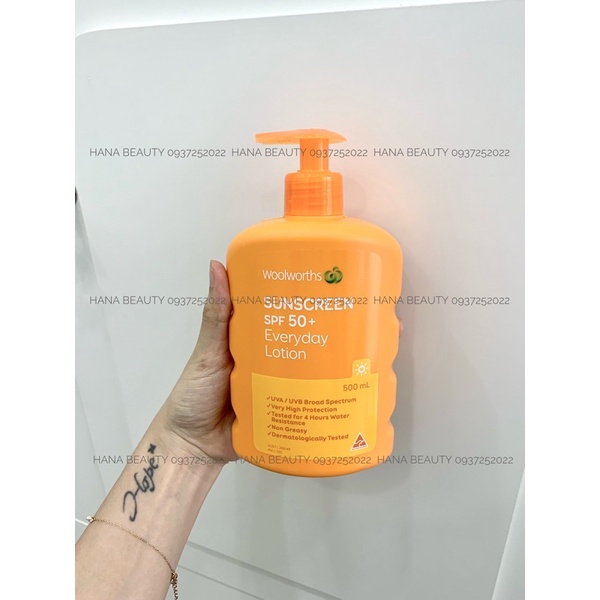 KEM CHỐNG NẮNG BODY WOOLWORTHS SPF 50+