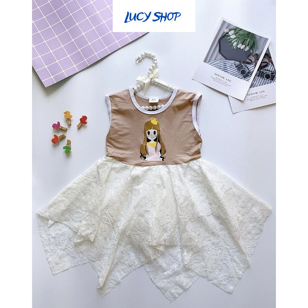 Váy công chúa cho bé gái, vải cotton siêu mềm mại, thun lạnh co giãn cho bé từ 8-15 kg