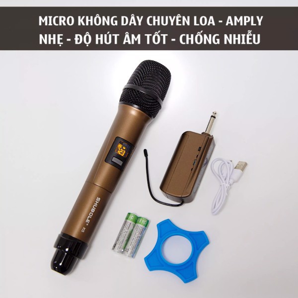 Mic viet star MU-K5 Không Dây Vỏ Nâu đồng Sơn Hộp Kim Nhôm Tĩnh Điện Nhẹ Tay Chống Hú, Chống Ồn