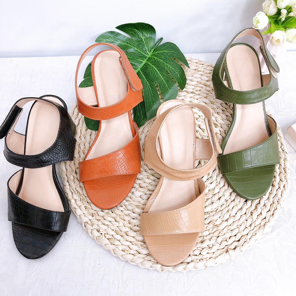 Cao Gót 7P Hở Mũi Quai Dán PAMSHOES CGV61 (Size 35-39)