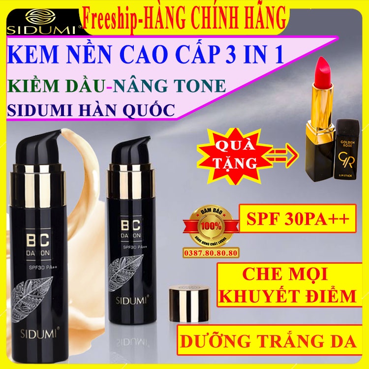 [ Auth - MUA 1 TẶNG 1 ] Kem nền cho da dầu và mọi loại da cao cấp 3 trong 1/ Kem nền  BCD Sidumi hàn quốc BB Cream