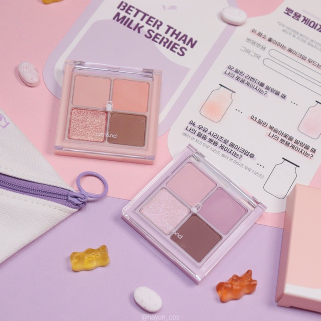 [Rom&amp;nd] [Milk Series] Bảng phấn mắt 4 ô xinh xắn Hàn Quốc Romand Better Than Eyes 6.5g