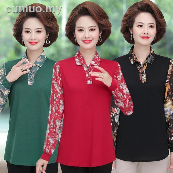 Áo Dệt Kim Tay Dài Thời Trang Xuân Thu Phong Cách Phương Tây Cho Phụ Nữ Trung Niên 50-60 Tuổi