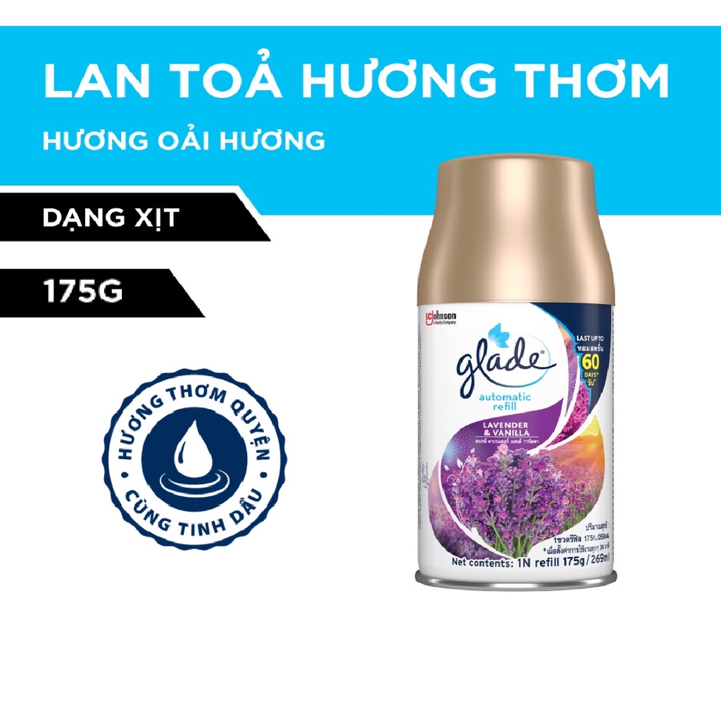 [Nhâp FMCGMALLMT-Giảm 12%-Đơn 250K] GLADE Lõi xịt thơm phòng tự động Hương Lavender 175g