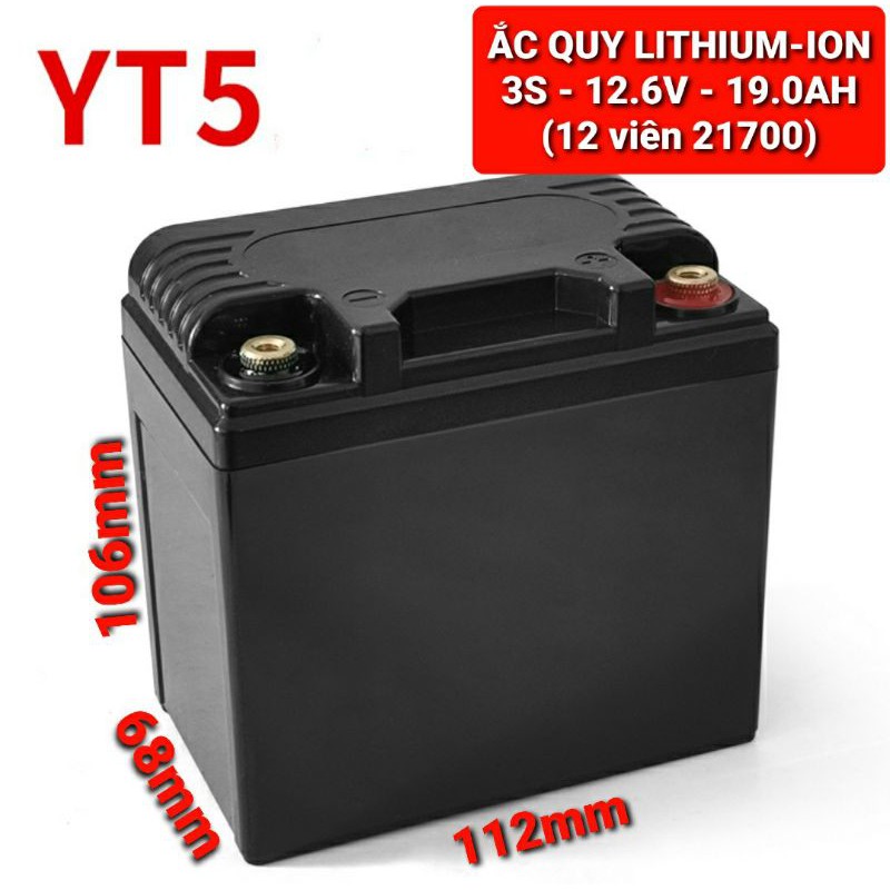 Achun.vn - YT5- ẮC QUY LITHIUM-ION  3S- 12.6V- 19.0AH(12 viên 21700) - Khởi động xe máy