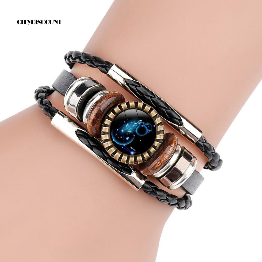 Vòng đeo tay nhiều lớp họa tiết 12 cung hoàng đạo phong cách cổ điển | BigBuy360 - bigbuy360.vn