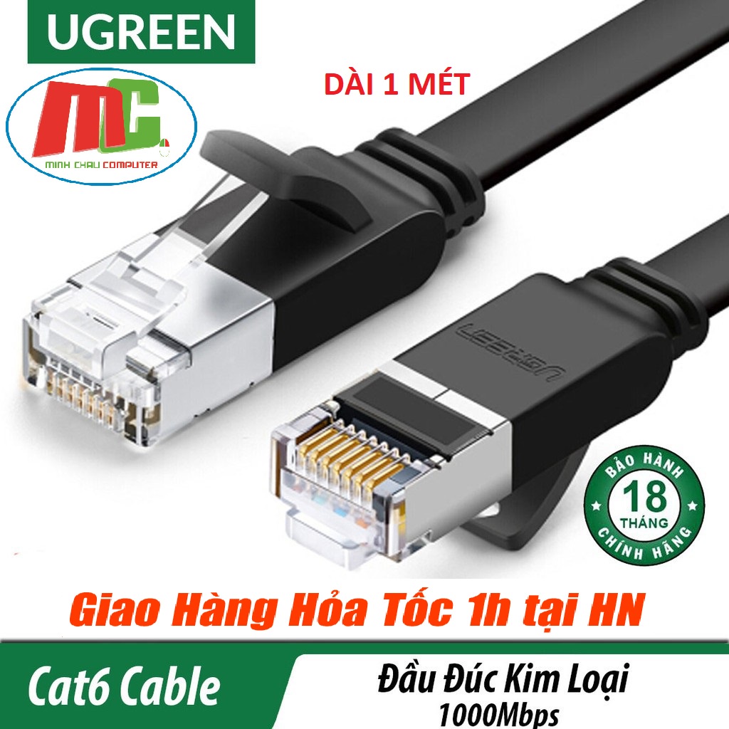 Dây Mạng Cat6 Dẹt Dài 1 mét Ugreen 50184 - Hàng Chính Hãng