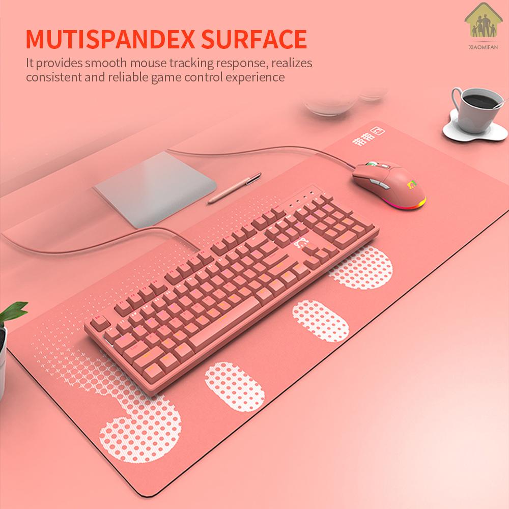 XM DaiDai STP006 Ultra-large Size Thickened Gaming Office Mouse Pad Anti-slip Wear-resistant Desk Pad Smooth Movement 800*300mm Pink