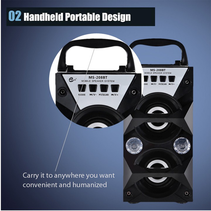 Loa gỗ Bluetooth xách tay MS-208BT
