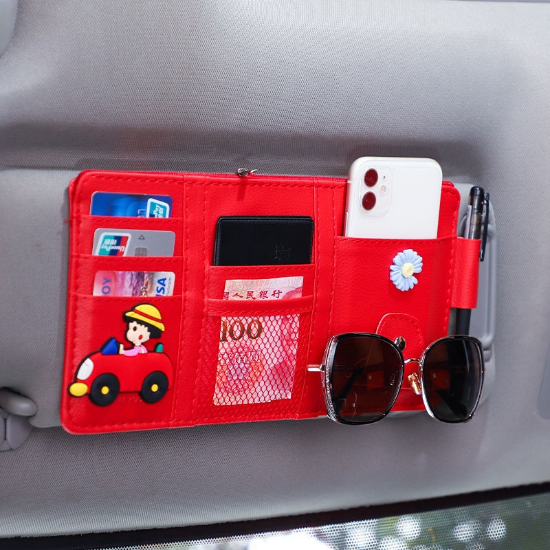 Ví Đựng Thẻ Họa Tiết Hoạt Hình Gắn Tấm Che Nắng Xe Hơi