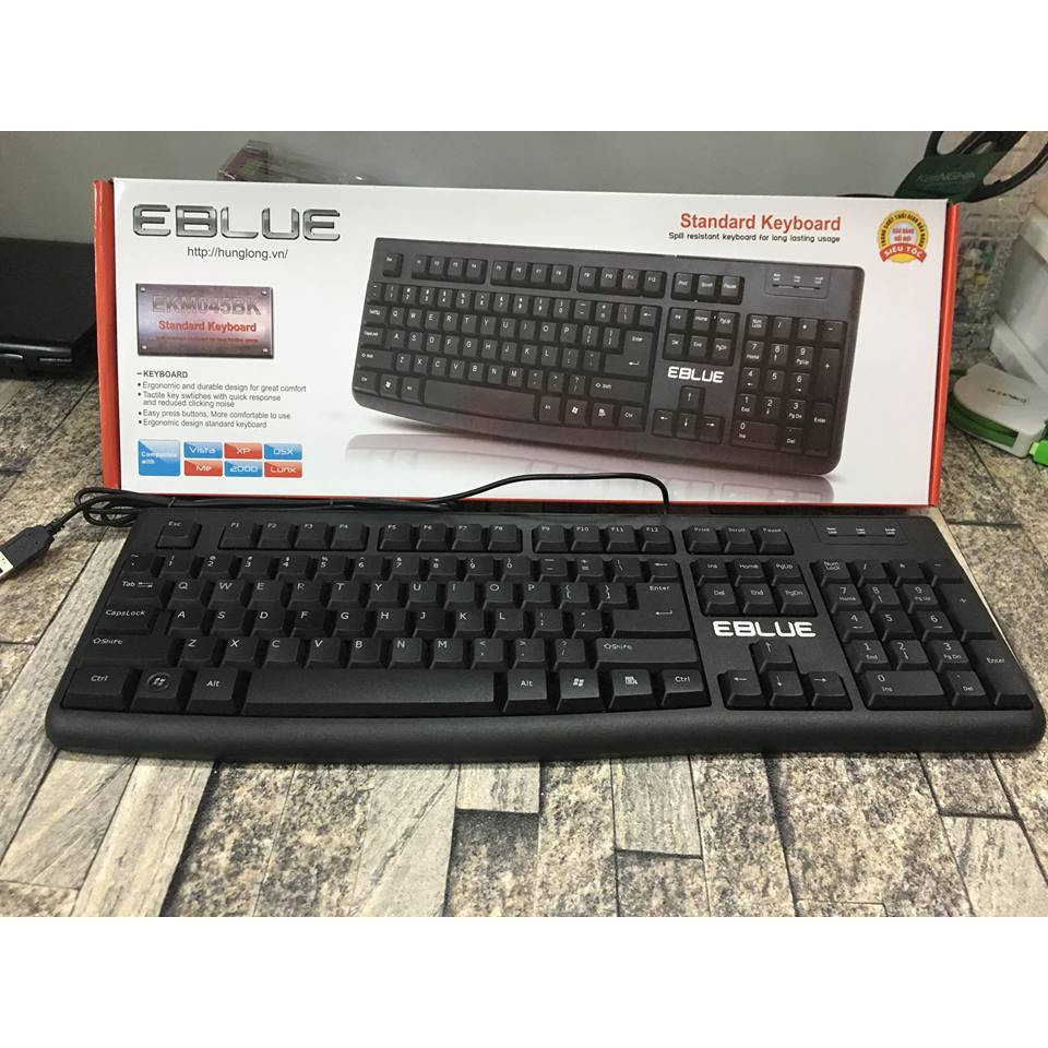 Bàn phím E-BLUE EKM046 PRO USB Chính hãng chuyên dùng văn phòng siêu bền bảo hành 12 tháng 1 đổi 1