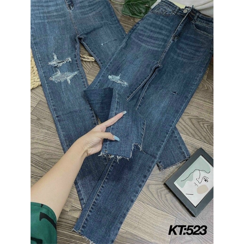 Quần jeans nữ lưng cao mã 523 ôm body lưng siêu cao