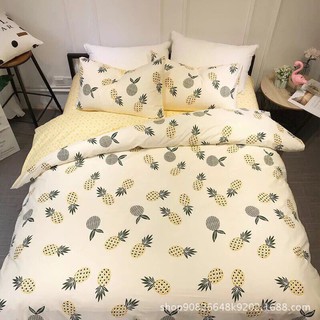 Bộ chăn ga gối cotton poly nhập khẩu dứa vàng