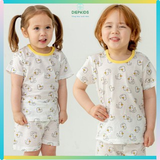 Đồ bộ cộc tay bé trai bé gái bộ cotton giấy Isoop vịt cute xuất Hàn VIT1621