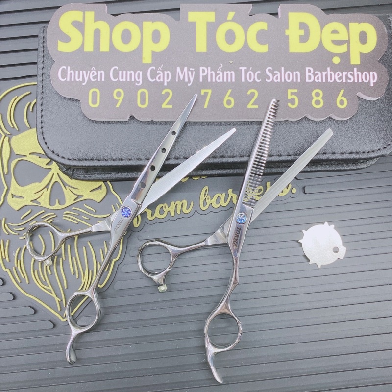 Kéo Cắt tóc nam nữ nhật bản  6.0 inch cao cấp (tặng ví kéo + khoá kéo)