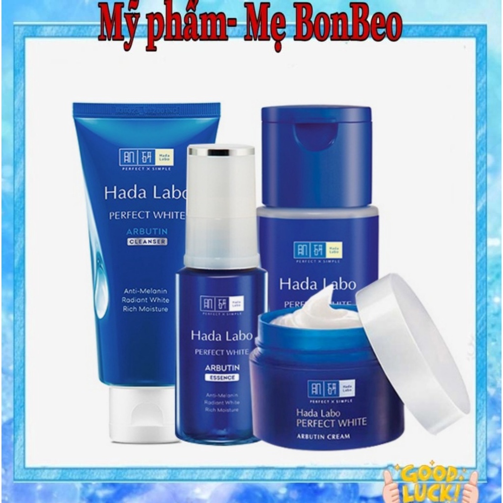 Combo Bộ dưỡng trắng da Hada Labo Perfect White (Srm 80g +T.chất 30g +dd 100ml + Kem 50g)